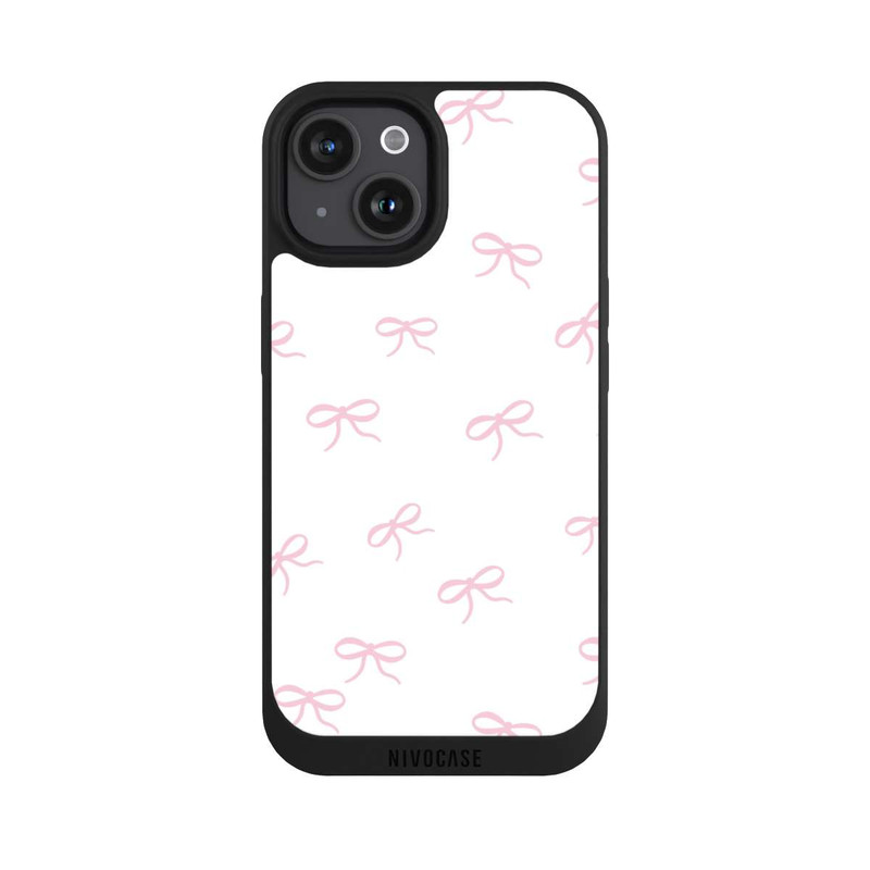 iPhone 15 NIVOpure Bows Pink White Pattern Ribbons
