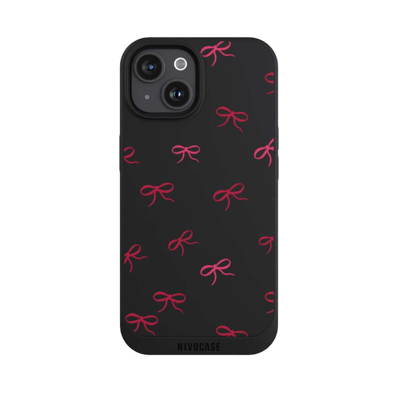iPhone 15 NIVOpure Bows Red Pattern Transparent