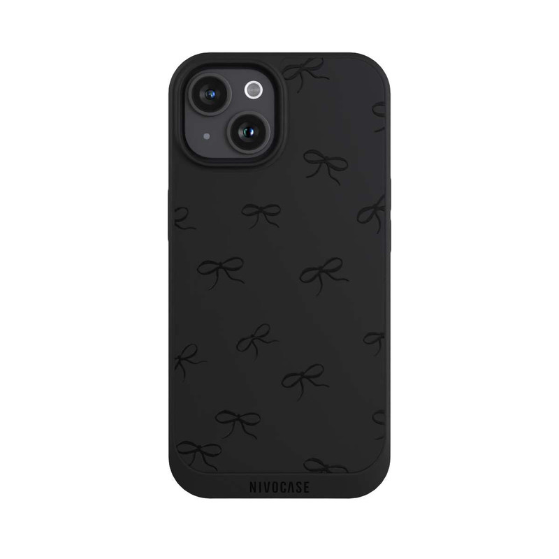 iPhone 15 NIVOpure Bows Black Pattern Transparent