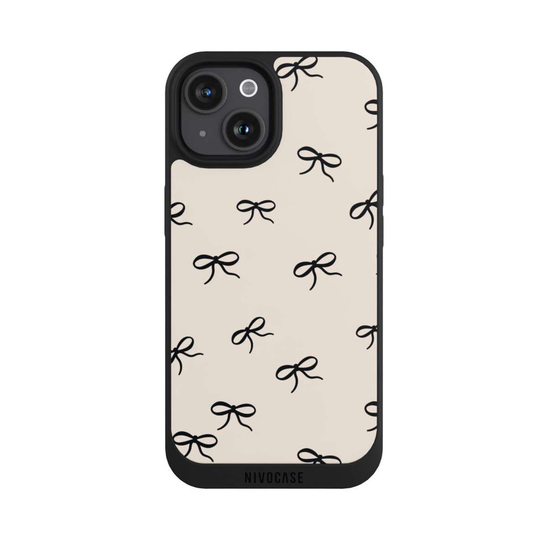 iPhone 15 NIVOpure Bows Black Beige Pattern