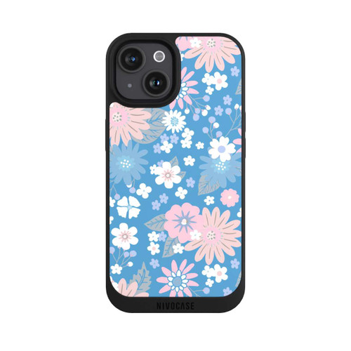 Apple iPhone 15 NIVOpure Wildblumen Muster Blau