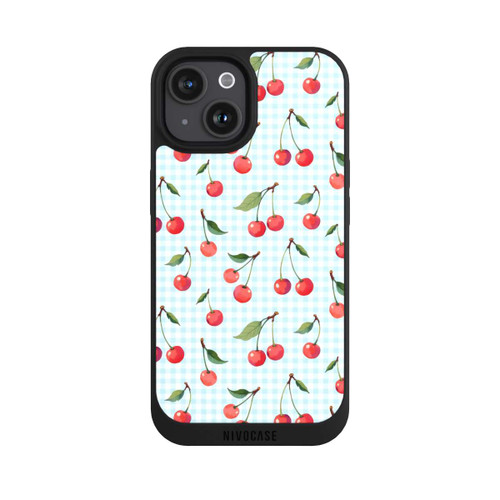 Apple iPhone 15 NIVOpure Cherries and Blue Gingham
