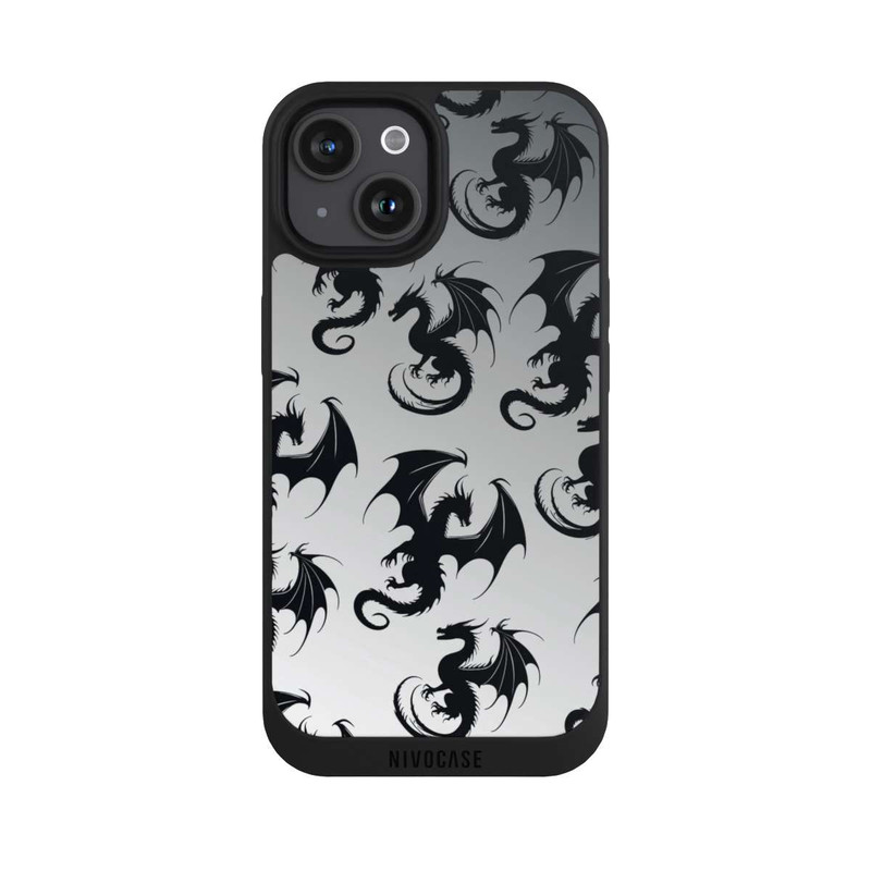 iPhone 15 NIVOpure Drachen Muster Grau