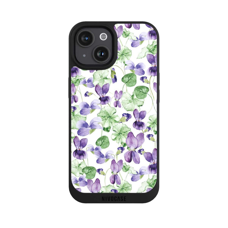 iPhone 15 NIVOpure Purple Wildflowers Pattern Watercolor