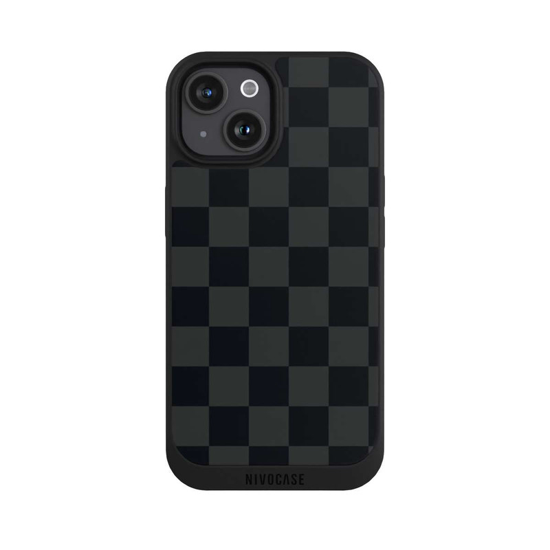 iPhone 15 NIVOpure Checked Pattern Black
