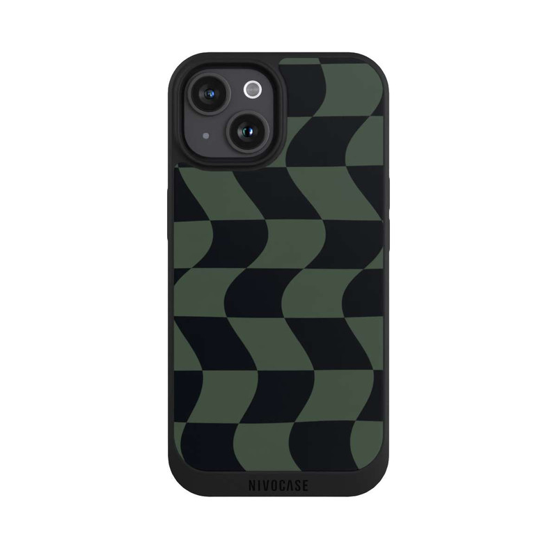 iPhone 15 NIVOpure Karomuster Grün Schwarz