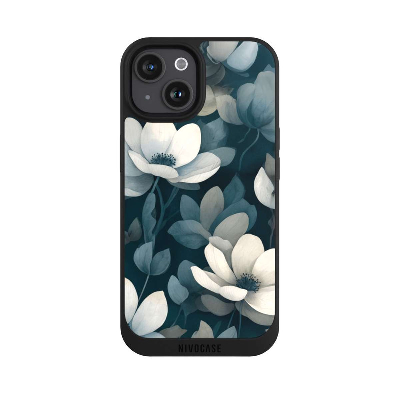 iPhone 15 NIVOpure Petrolfarbene Negativblumen mit KI