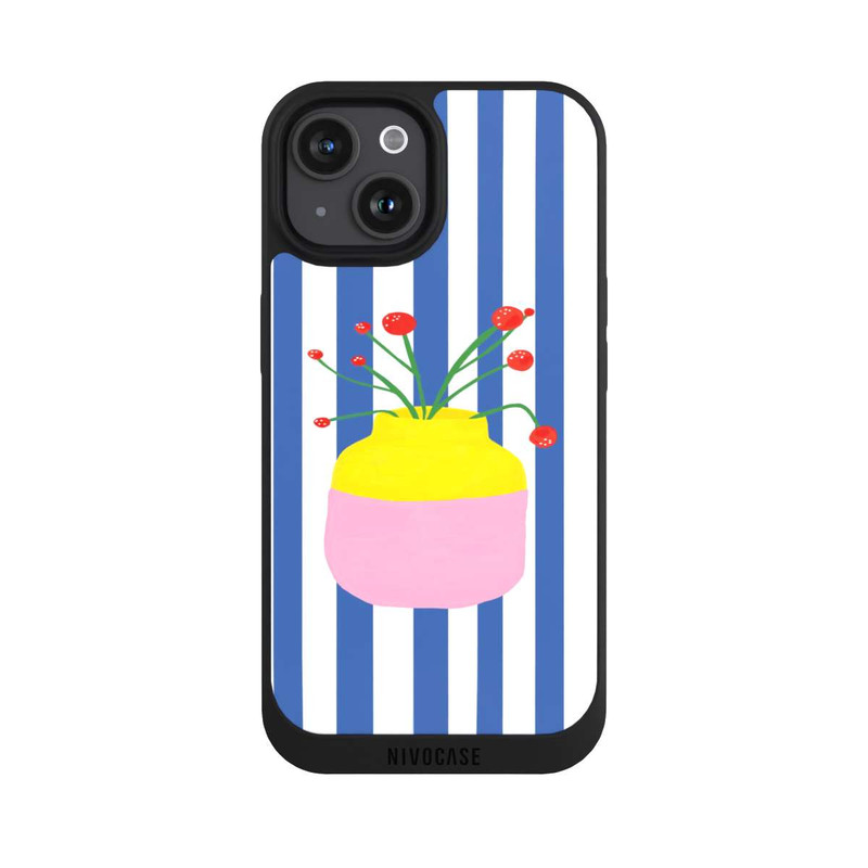iPhone 15 NIVOpure Colorful Vase Blue Stripes