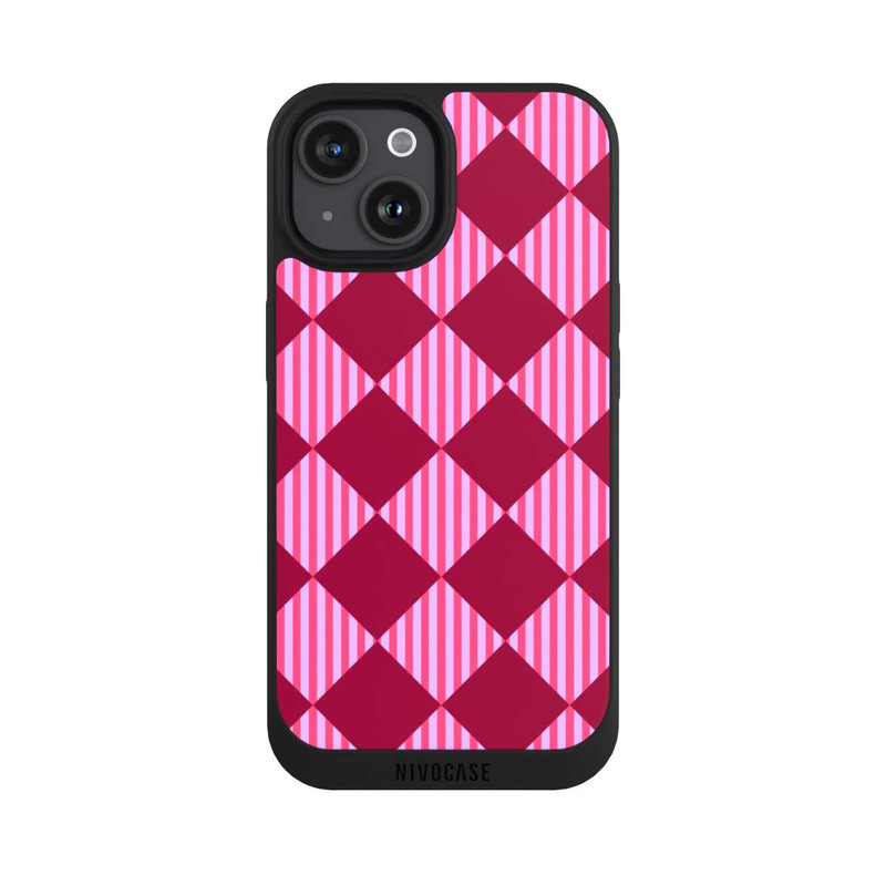 iPhone 15 NIVOpure Diamond Pattern Red Pink