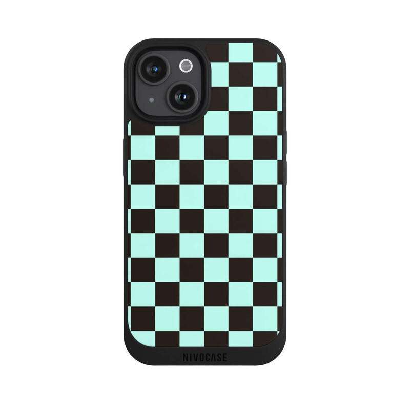 iPhone 15 NIVOpure Checked Pattern Blue Brown