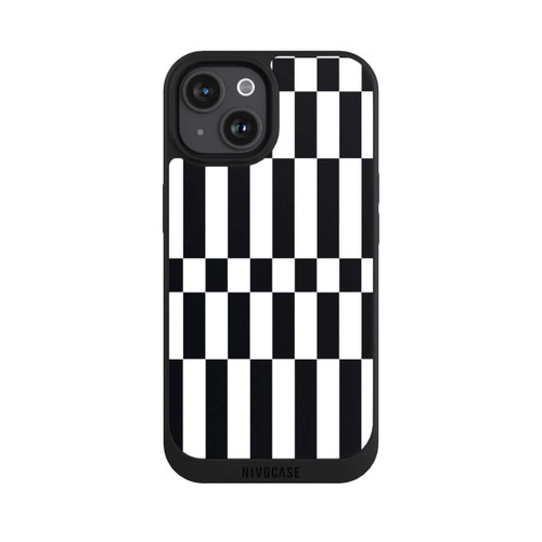 Apple iPhone 15 NIVOpure Checked Abstract Bold Black and White Color Block