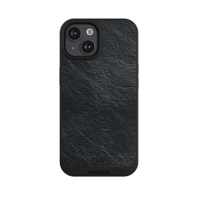 iPhone 15 NIVOpure Schwarzer Lederlook Hintergrund