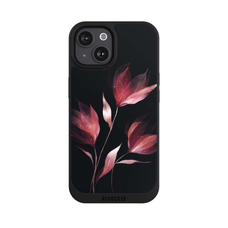 iPhone 15 NIVOpure Burgunderrote Blume Negativ