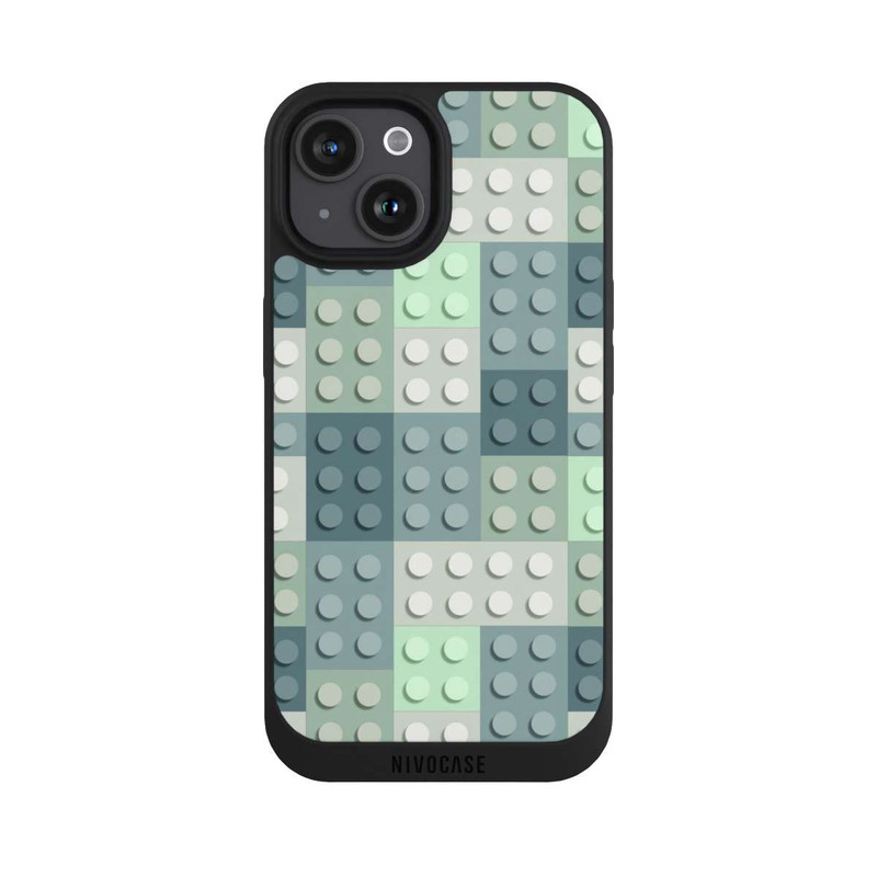 iPhone 15 NIVOpure Green Blocks Pattern