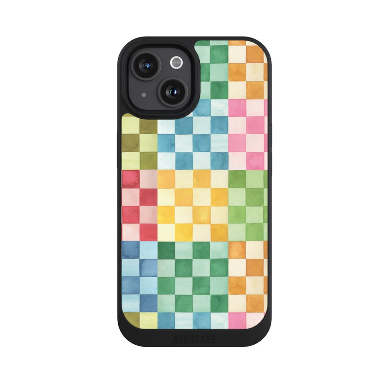 iPhone 15 NIVOpure Checkerboard Watercolor Chess Geometric Red