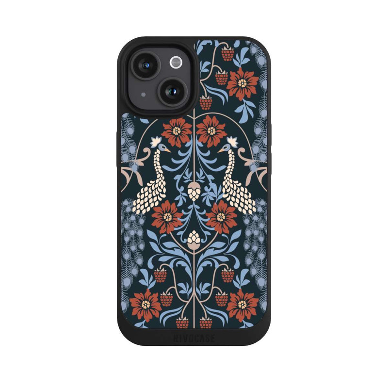 iPhone 15 NIVOpure Vintage Peacock Garden Arts and Crafts Floral Dark