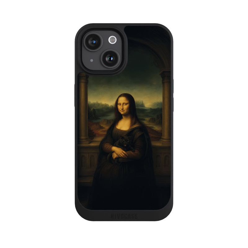 iPhone 15 NIVOpure Mona Lisa by Leonardo da Vinci with black cat with AI