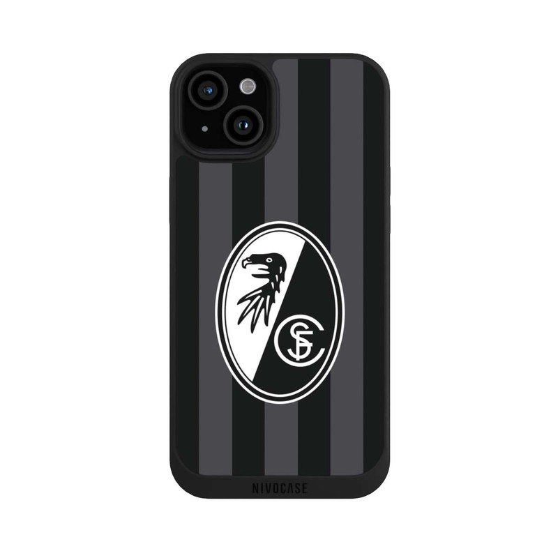 iPhone 15 Plus NIVOpure SC Freiburg - Grau Gestreift