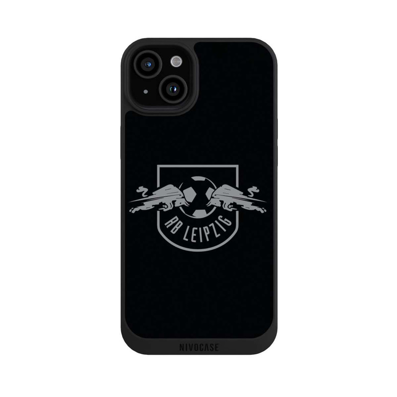 iPhone 15 Plus NIVOpure Graues RB Leipzig Logo auf Schwarz