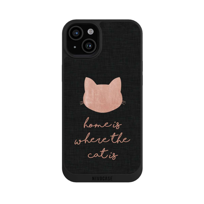 iPhone 15 Plus NIVOpure Home Is Where The Cat Is - Rose sur noir 