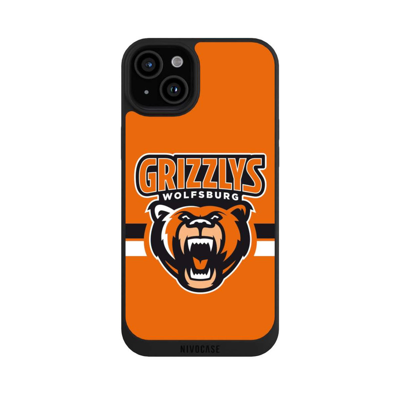 iPhone 15 Plus NIVOpure Logo Streifen Schwarz und Weiß