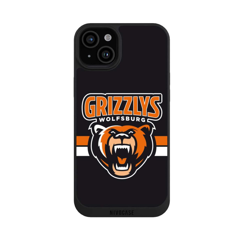 iPhone 15 Plus NIVOpure Logo Streifen Orange und Weiß 