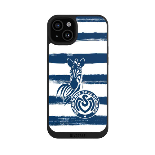 Apple iPhone 15 Plus NIVOpure MSV Duisburg Blau Weiß Gestreift