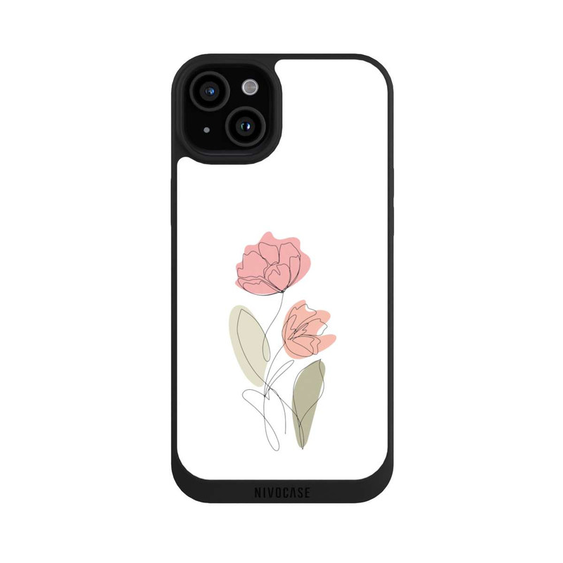 iPhone 15 Plus NIVOpure Dessin Au Trait Fleur Rouge