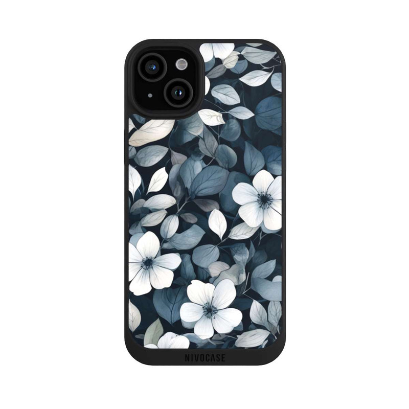 iPhone 15 Plus NIVOpure Blaue Negativblumen mit KI