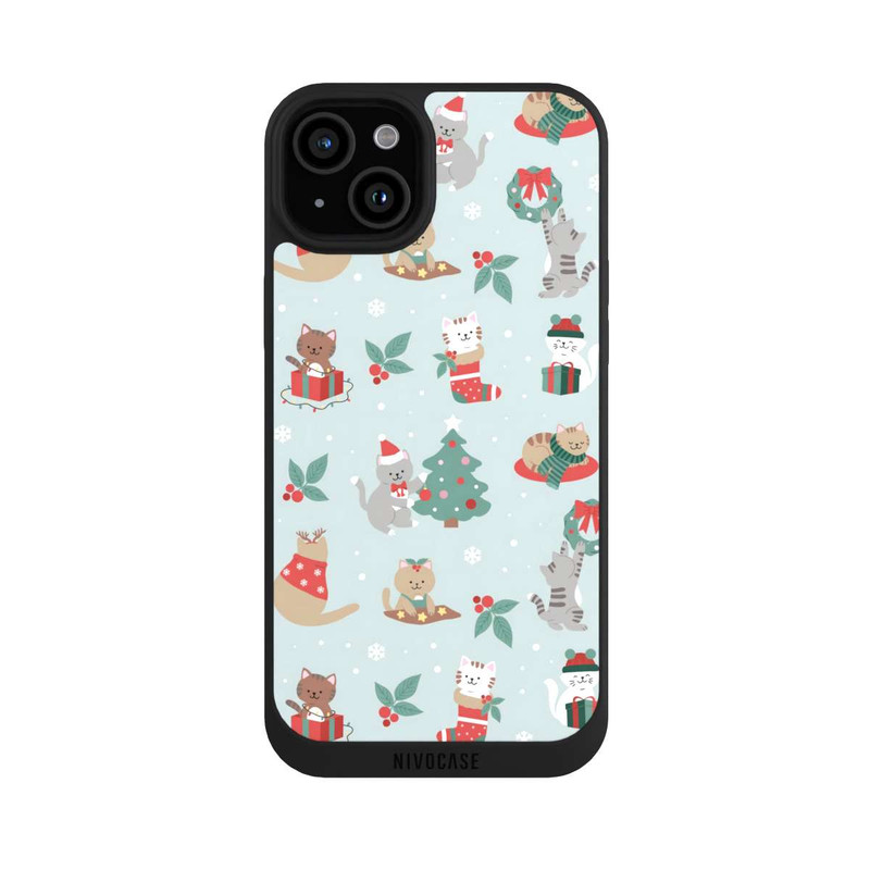 iPhone 15 Plus NIVOpure festliche Katzen im Winterwunderland