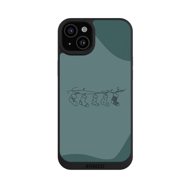 iPhone 15 Plus NIVOpure Chaussettes de Noël Line Art Minimaliste