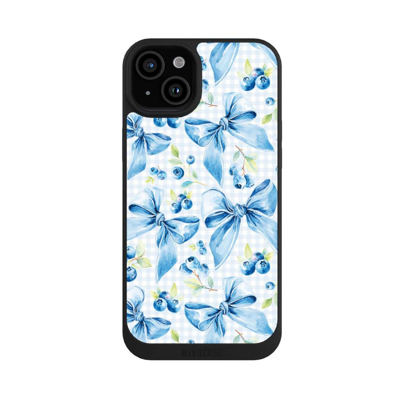 iPhone 15 Plus NIVOpure Blaue Schleifen und Blaubeeren mit KI