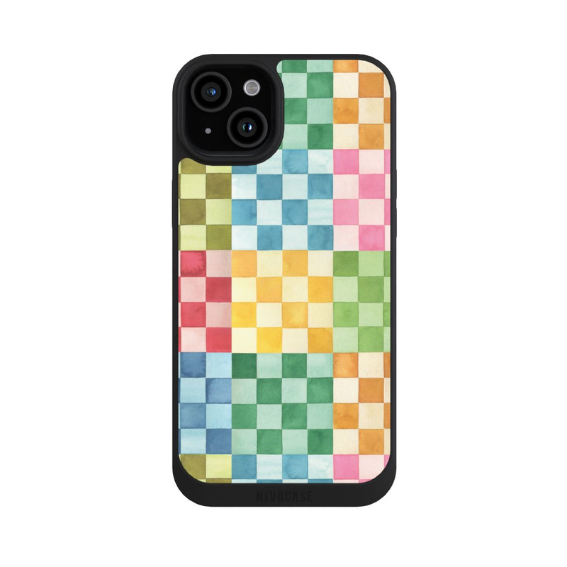 iPhone 15 Plus NIVOpure Checkerboard Watercolor Chess Geometric Red