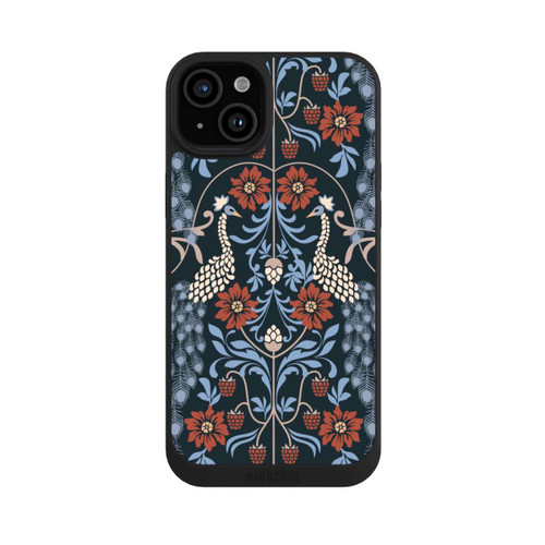 Apple iPhone 15 Plus NIVOpure Vintage Peacock Garden Arts and Crafts Floral Dark