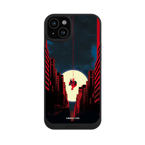 Apple iPhone 15 Plus NIVOpure Spider-Man Marvel between Skyscrapers