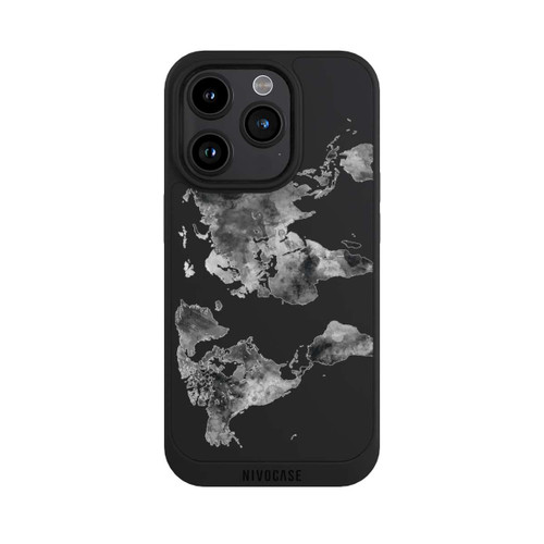Apple iPhone 15 Pro NIVOpure Carte du monde noire transparente