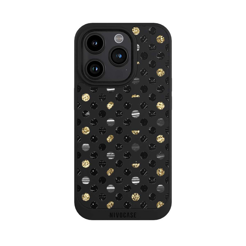 iPhone 15 Pro NIVOpure Gold Black Polka Dots