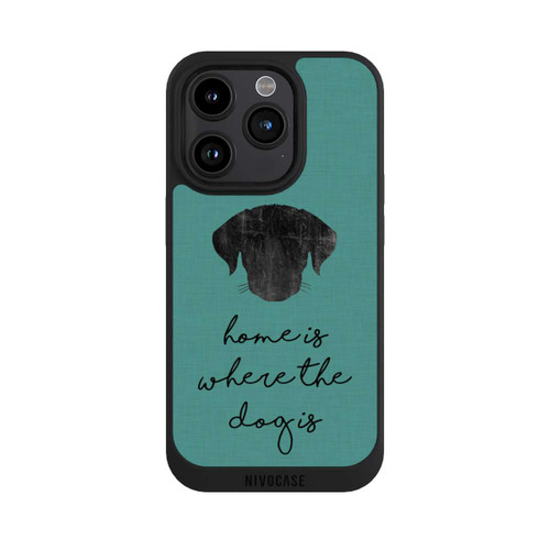Apple iPhone 15 Pro NIVOpure Home Is Where The Dog Is - Noir sur turquoise