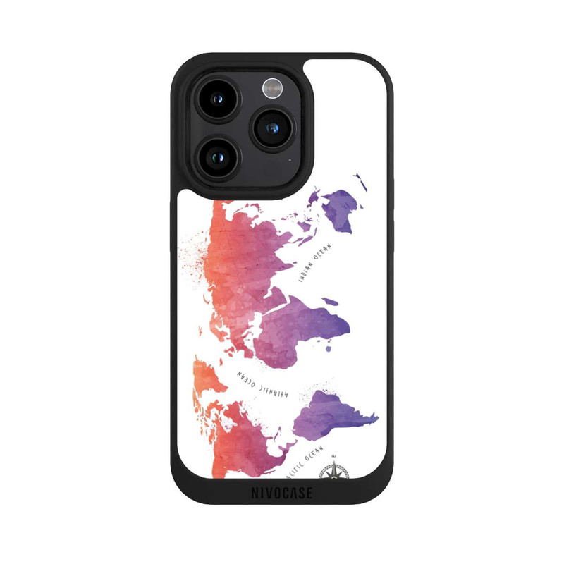 iPhone 15 Pro NIVOpure Worldmap (Watercolor) white