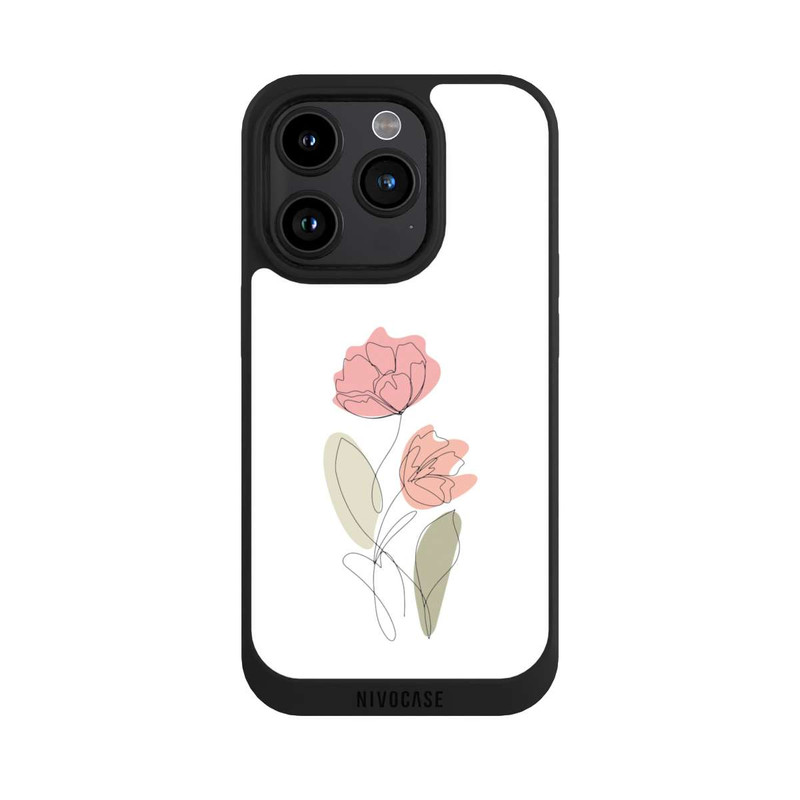 iPhone 15 Pro NIVOpure Dessin Au Trait Fleur Rouge