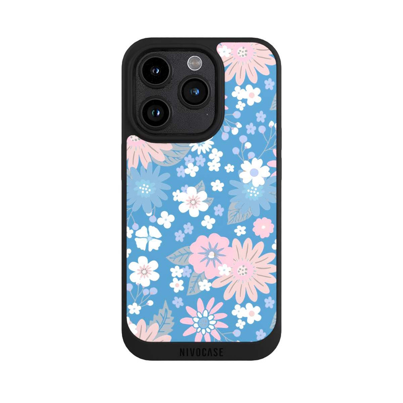 iPhone 15 Pro NIVOpure Wildblumen Muster Blau