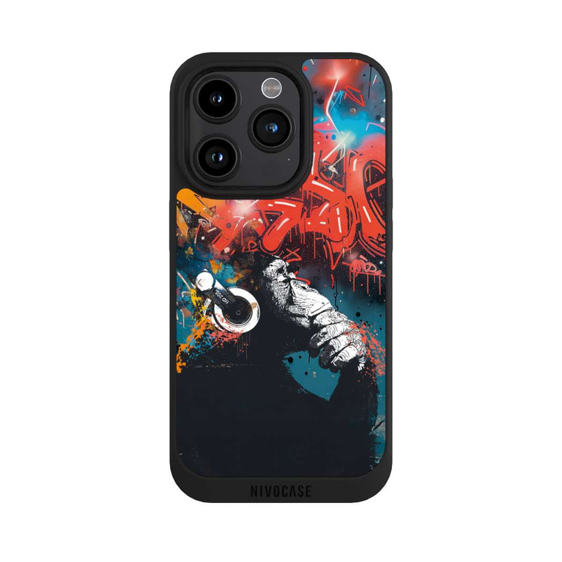 iPhone 15 Pro NIVOpure Affe Stereo Kopfhörer Graffiti Street Art