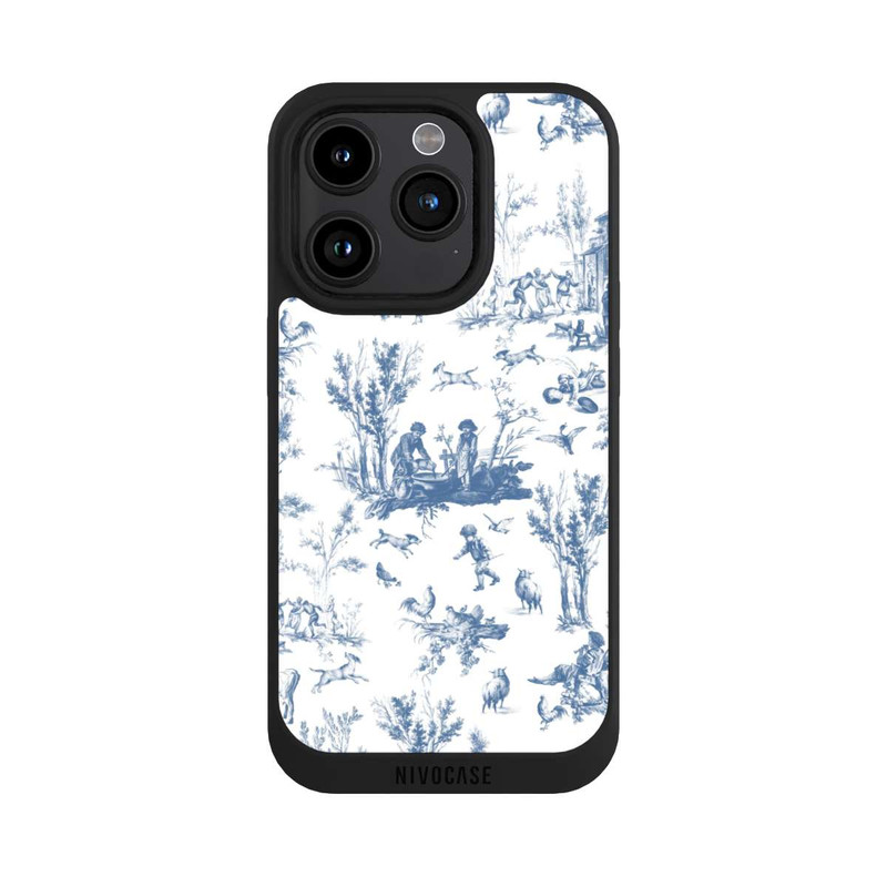iPhone 15 Pro NIVOpure Blaue Landschaft Vintage Keramik Pattern