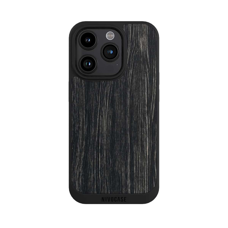 iPhone 15 Pro NIVOpure Texture du Bois Foncé