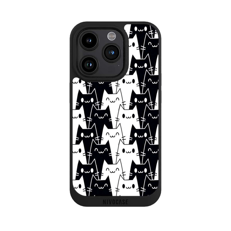 iPhone 15 Pro NIVOpure Papier Peint Chat Noir Blanc