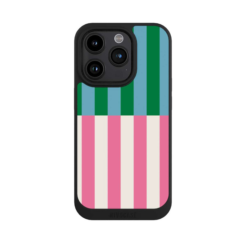 iPhone 15 Pro NIVOpure Motif Rayé Vert Rose