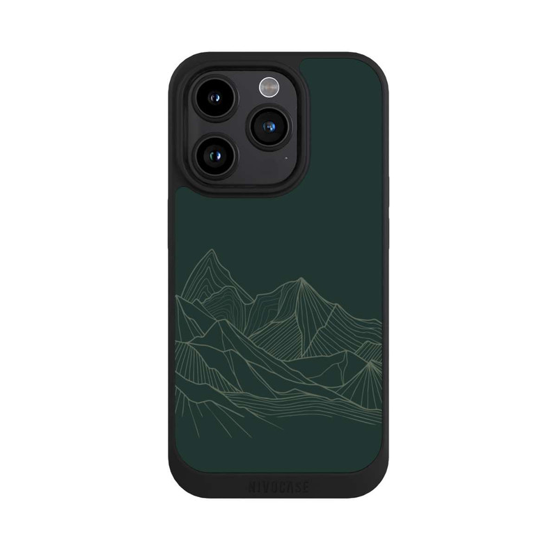 iPhone 15 Pro NIVOpure Dessin Au Trait De Montagne Vert