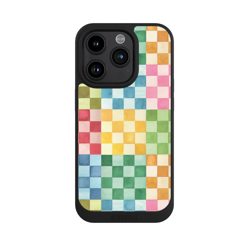 iPhone 15 Pro NIVOpure Checkerboard Watercolor Chess Geometric Red