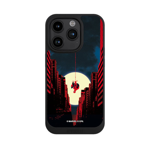 Apple iPhone 15 Pro NIVOpure Spider-Man Marvel between Skyscrapers