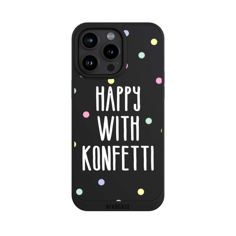 iPhone 15 Pro Max NIVOpure Happy with Konfetti White ohne Hintergrund